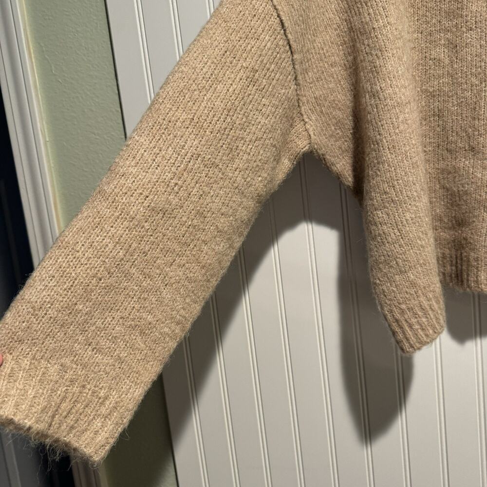 Anthropologie Pilcro Oversized V-Neck Sweater Camel Tan Wool Blend Size Medium - Picture 2 of 5